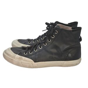 AllSaints Dumont Black Leather High-Top Sneakers EU 44 US 11 Preowned